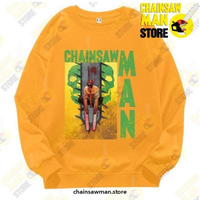 2021 Anime Chainsaw Man Sweatshirt Yellow / S