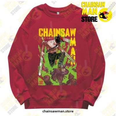 Anime Chainsaw Man Pullover Sweatshirt Red / S