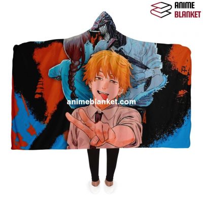 Chainsaw Man Hooded Blanket #02 Adult / Premium Sherpa - Aop