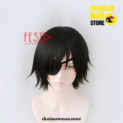 Chainsaw Man Himeno Cosplay Wig Short Black Eyes Patch Wig(No Patch) / One Size