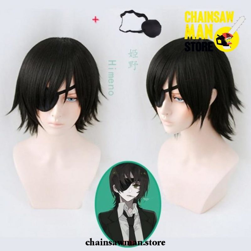 Chainsaw Man Himeno Cosplay Wig Short Black Eyes Patch With / One Size