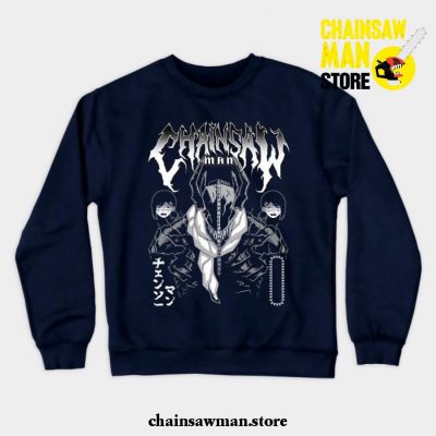 Chainsaw Man Metal Crewneck Sweatshirt Navy Blue / S