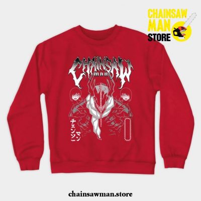 Chainsaw Man Metal Crewneck Sweatshirt Red / S