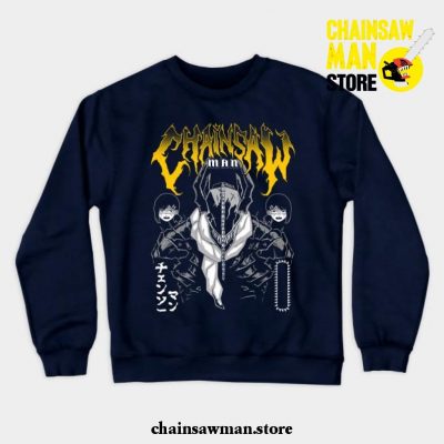 Chainsawman Gold Crewneck Sweatshirt Navy Blue / S