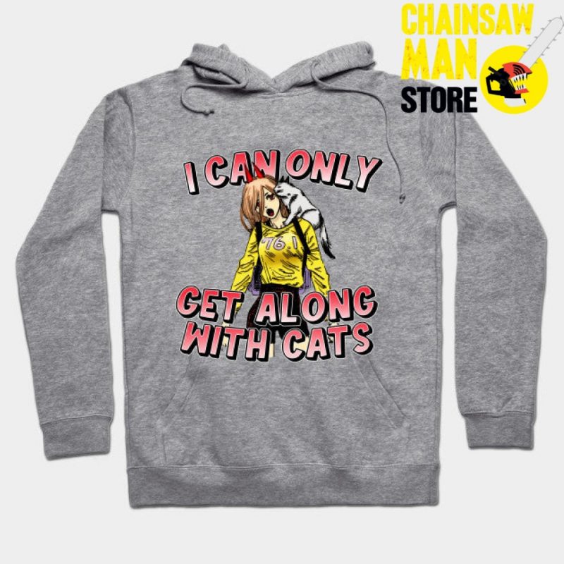 Power With Cat Hoodie Gray / S