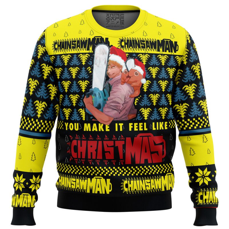 You Make It Fell Like Christmas Chainsaw Man men sweatshirt FRONT mockup - Chainsaw Man Store