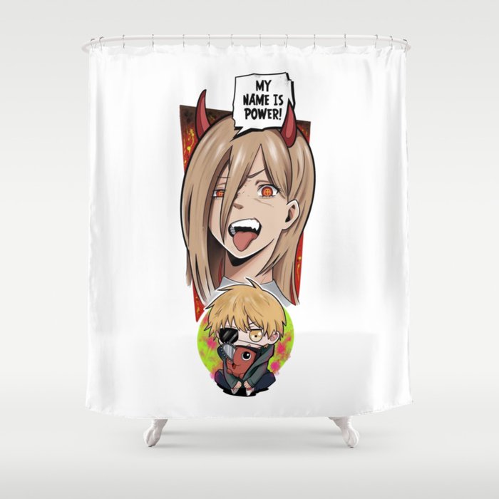Chainsaw Man My Name Is Power Shower Curtain Chainsaw Man Store