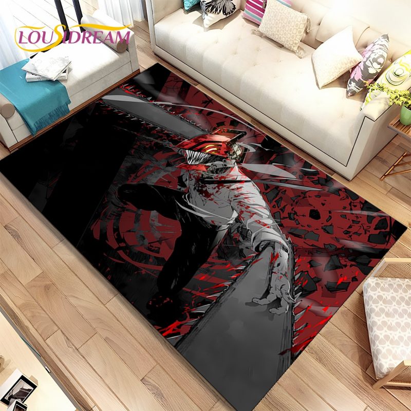 Anime Chainsaw Man Denji Cartoon Area Rug Carpet Rug for Living Room Bedroom Sofa Doormat Decoration 1 - Chainsaw Man Store