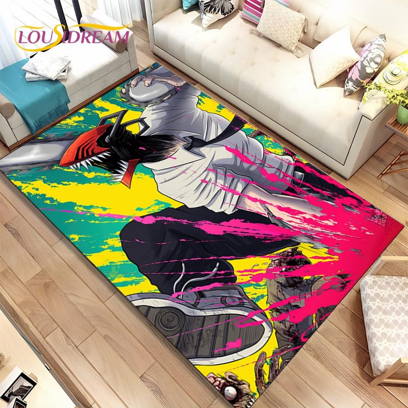 Anime Chainsaw Man Denji Cartoon Area Rug Carpet Rug for Living Room Bedroom Sofa Doormat Decoration 3 - Chainsaw Man Store