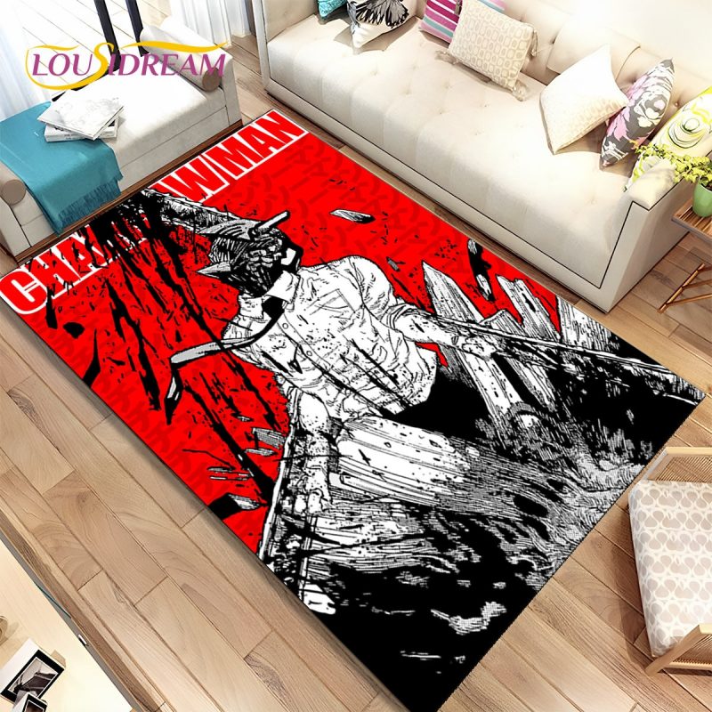 Anime Chainsaw Man Denji Cartoon Area Rug Carpet Rug for Living Room Bedroom Sofa Doormat Decoration 4 - Chainsaw Man Store