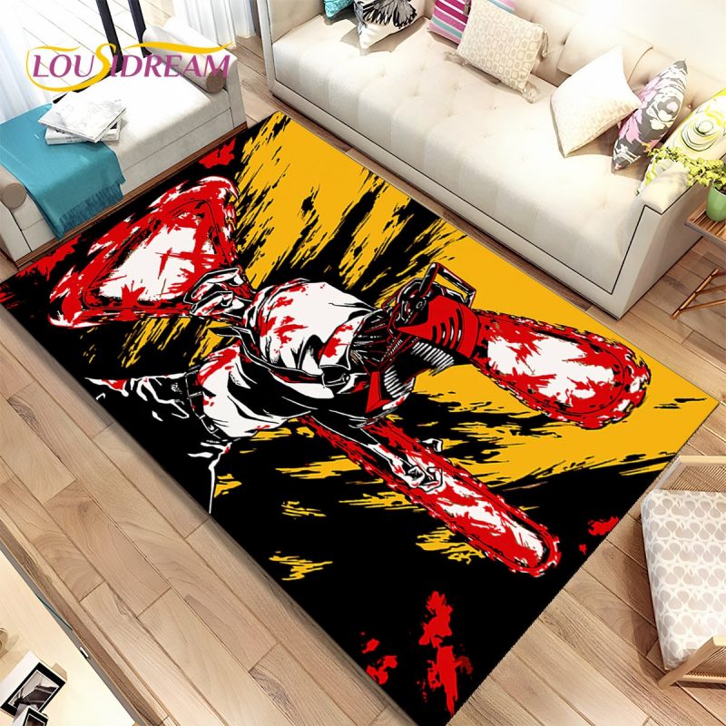 Anime Chainsaw Man Denji Cartoon Area Rug Carpet Rug for Living Room Bedroom Sofa Doormat Decoration 5 - Chainsaw Man Store