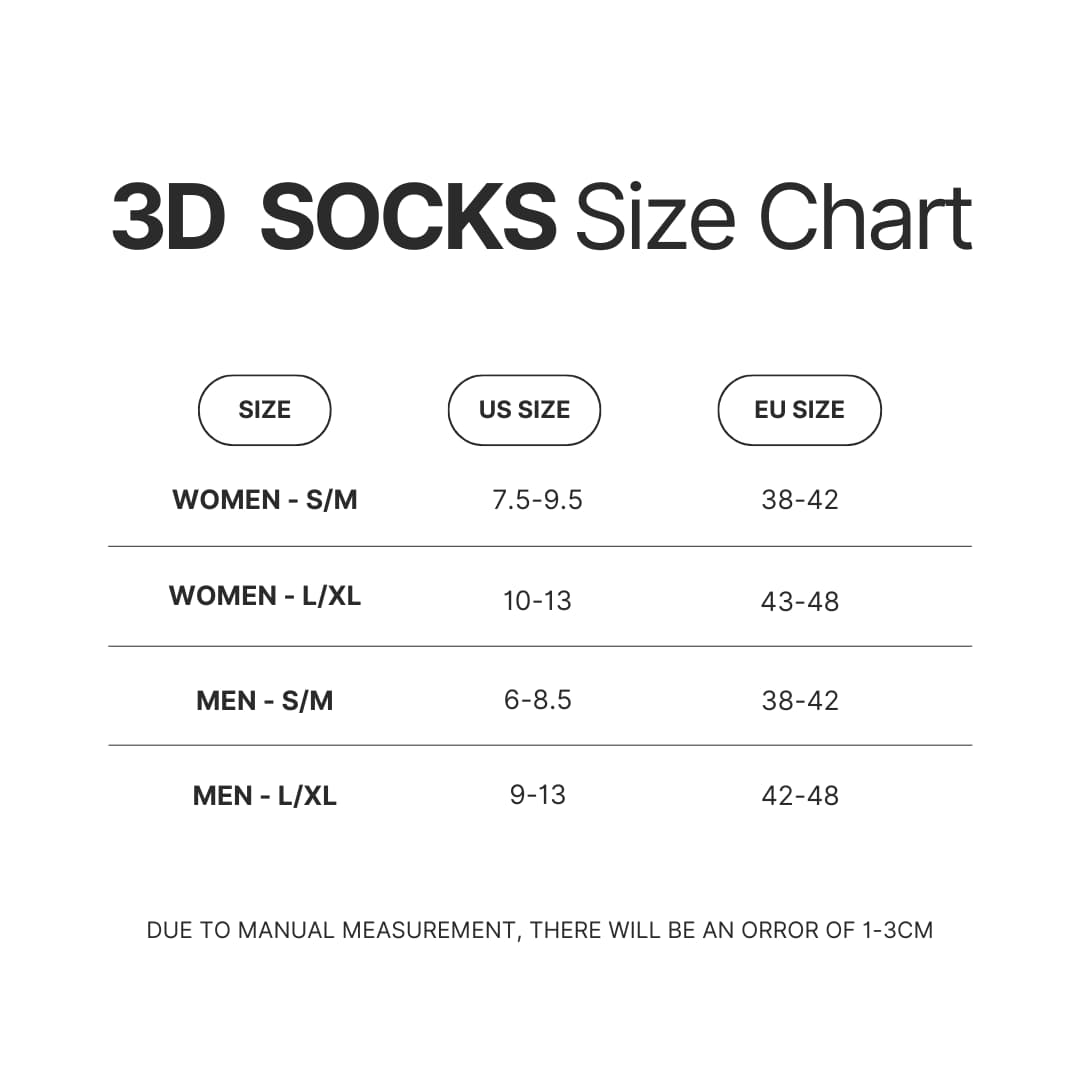 3D Socks Size Chart - Chainsaw Man Store