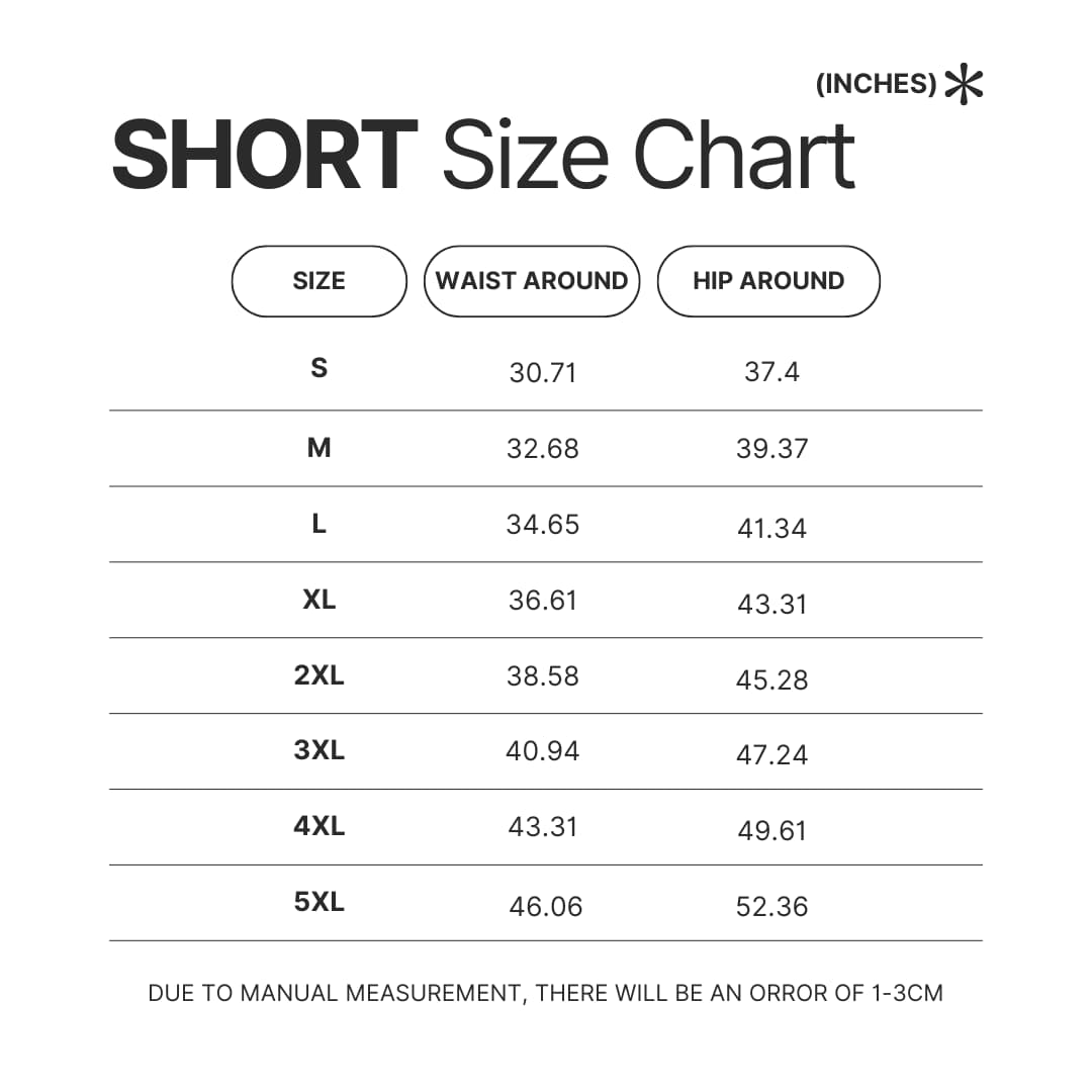 Short Size Chart - Chainsaw Man Store