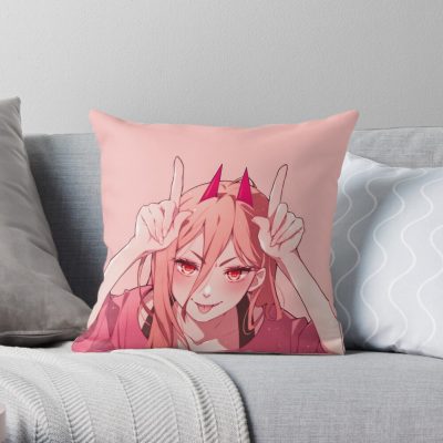 Cuty Powy Tongue Out! Throw Pillow Official Chainsawman Store Merch